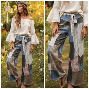 Oli & Hali Patchwork Wide Leg Pants